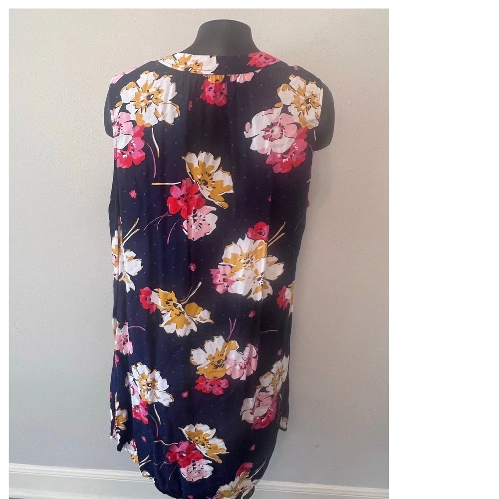 Old Navy Womens Shift Dress Sz XL Blue Floral Vacation Tropical Resortwear Beach